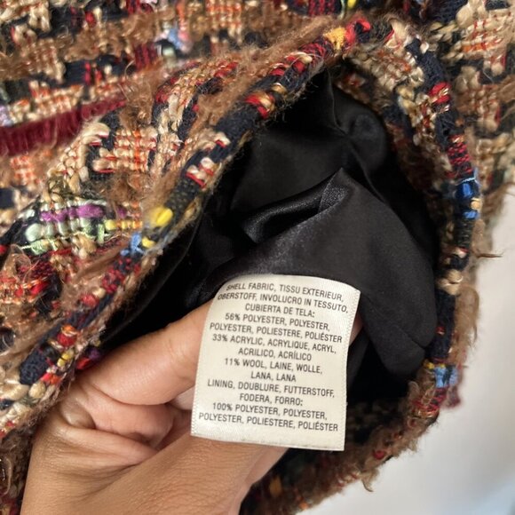 Anthropologie ett:twa Women’s Sz XS Tan Tweed Blazer Jacket Multicolor Harlequin - Picture 7 of 8